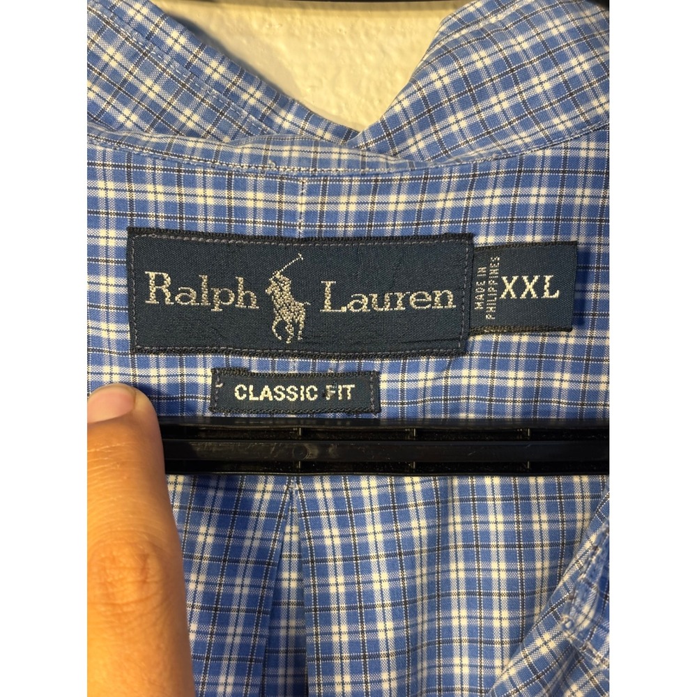 Ralph Lauren Mens XXL Blue Plaid Short Sleeve Button Down Shirt Classic Fit - Picture 3 of 5